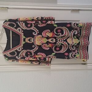 LAUNDRY Shelli Segal Los Angeles multicolored 3/4 bell sleeve dress womens Sz 8